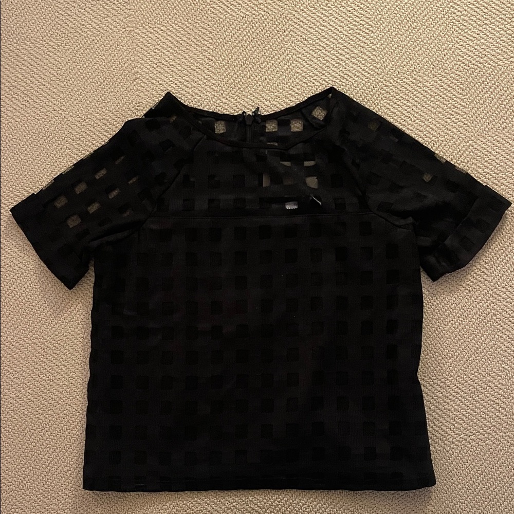 The Vanity Room Black Sheer Grid Blouse